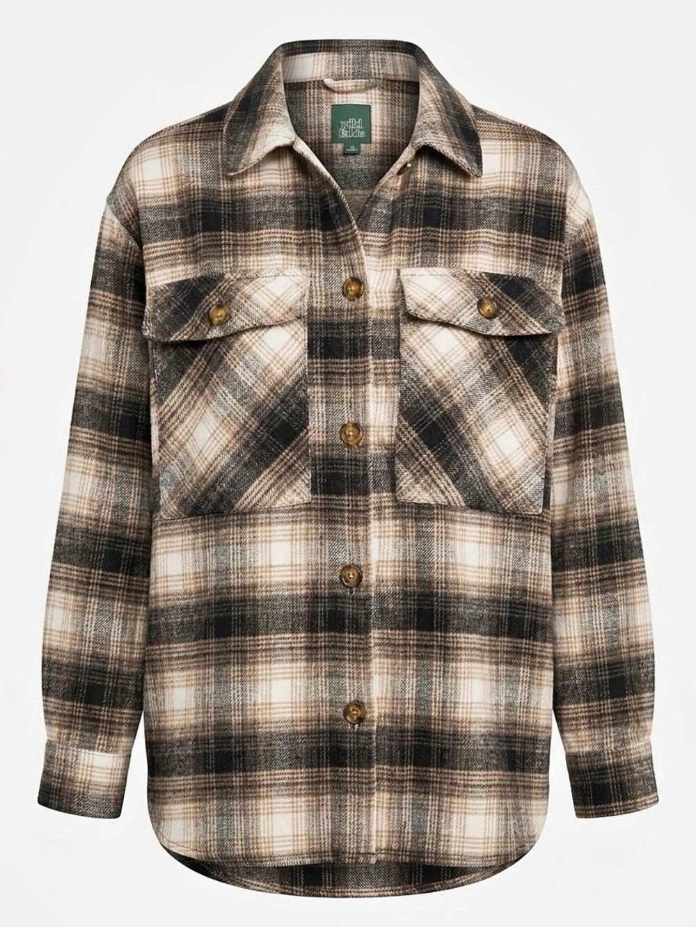 Wild Fable Plaid Shirt Jacket in Brown & Black Like New